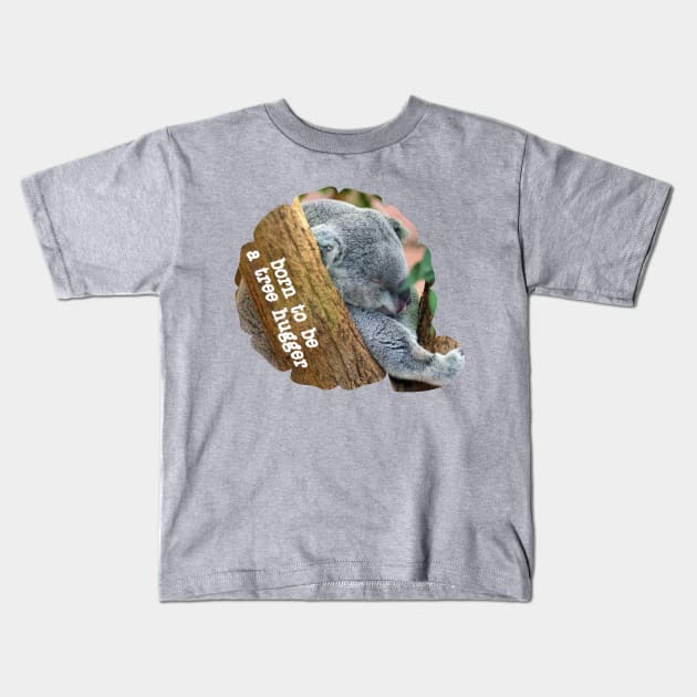 Tree Hugger Koala Kids T-Shirt by radiogalaxy